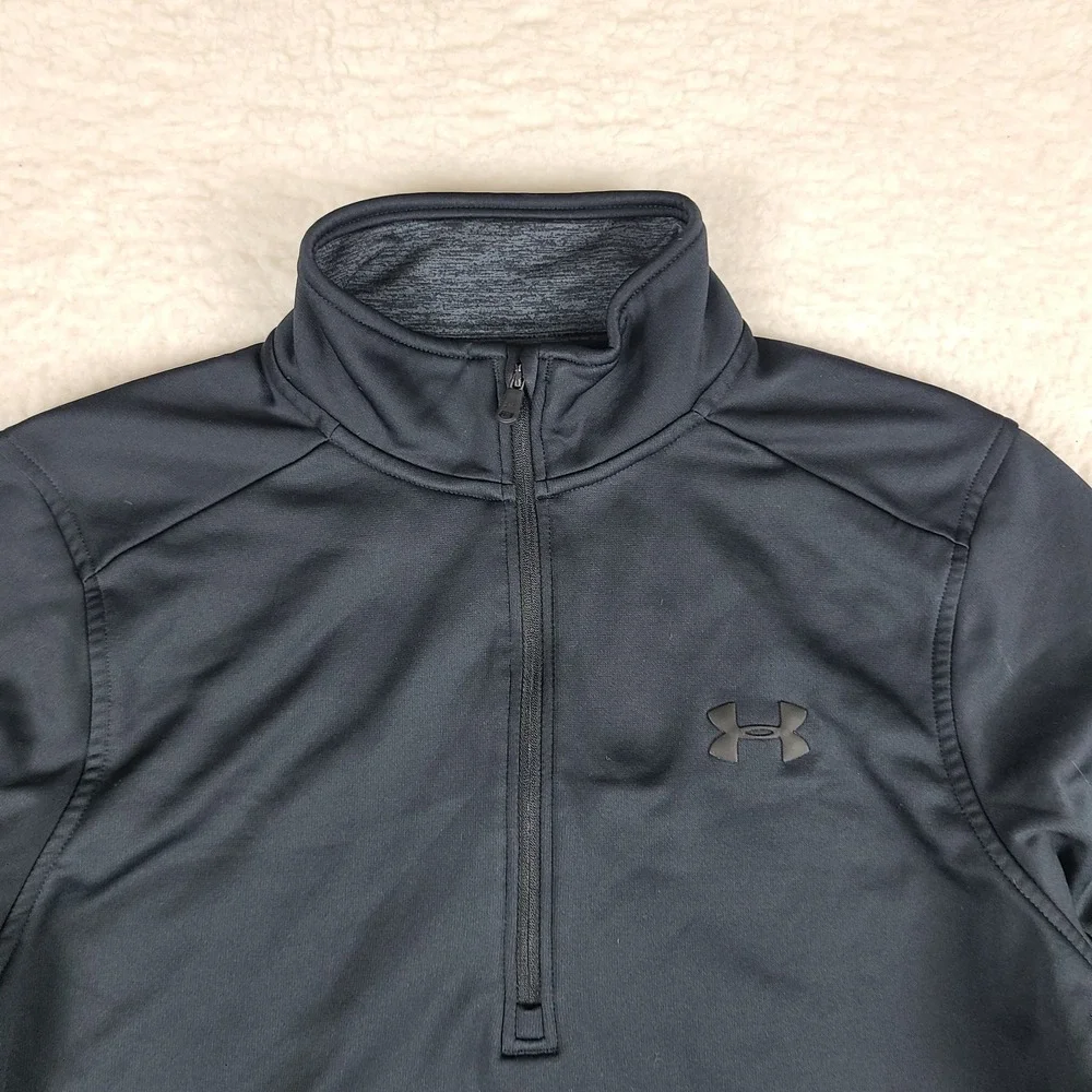Under Armour Sweater Mens Small Black Loose‎ Coldgear Performance Tech Golf